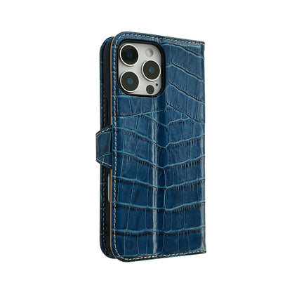 Wallet Crocodile Genuine Leather iPhone 16 Pro Max Case Flip