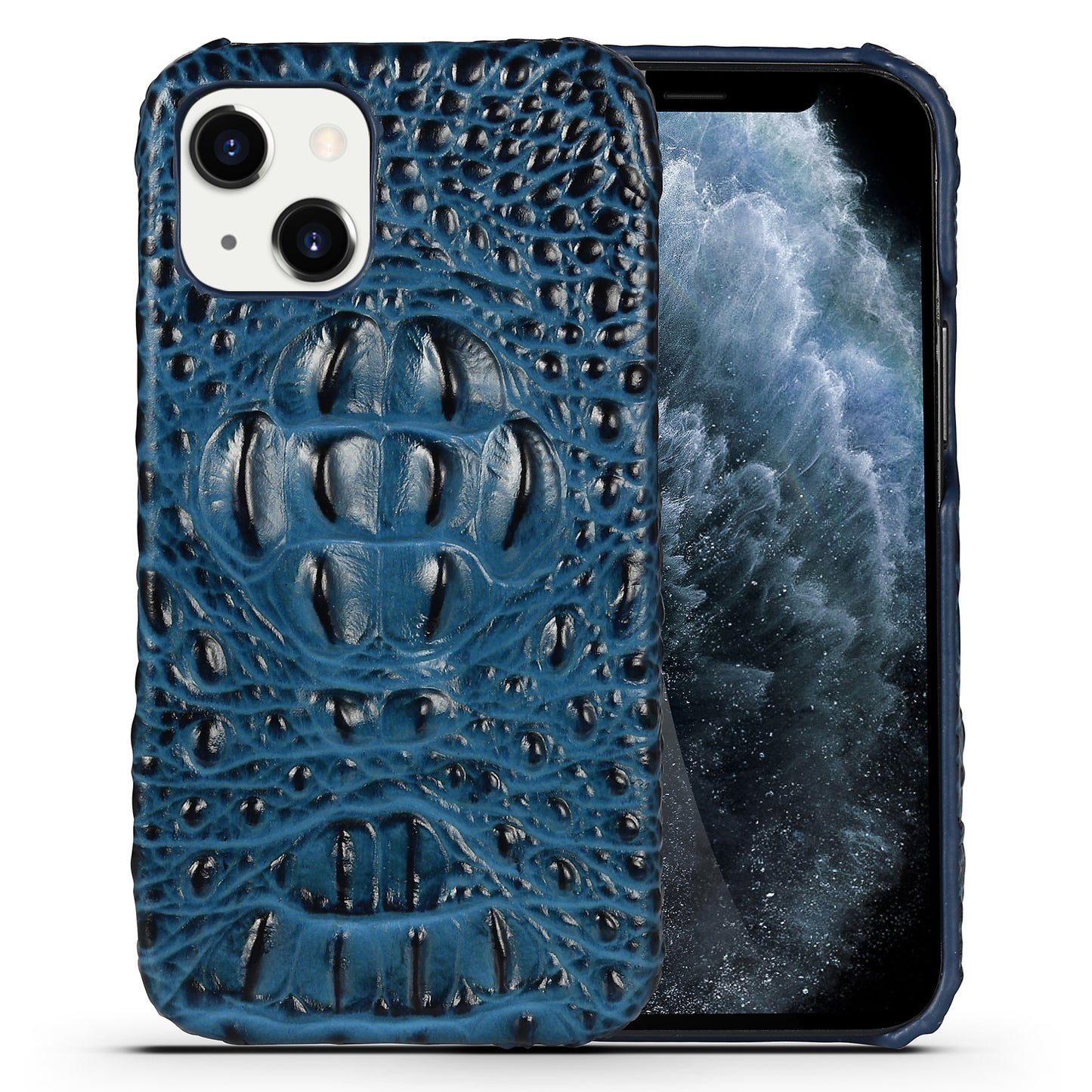 Deluxe Head Crocodile Genuine Leather iPhone 14 Plus Case