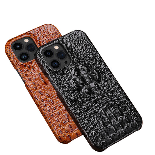 Deluxe Head Crocodile Genuine Leather iPhone 15 Plus Case