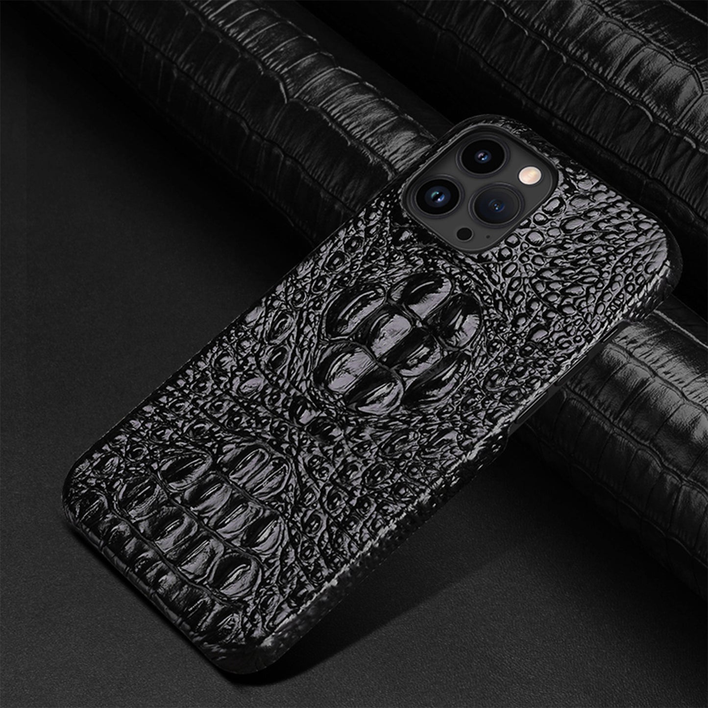 Deluxe Head Crocodile Genuine Leather iPhone 16 Pro Max Case