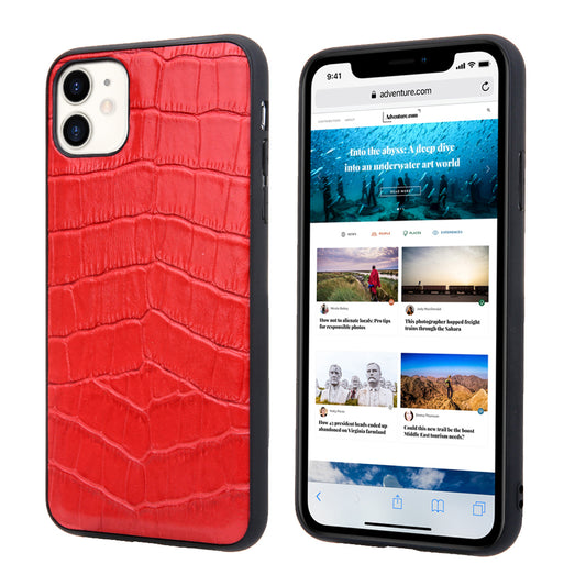 Soft TPU Crocodile Genuine Leather iPhone 11 Case