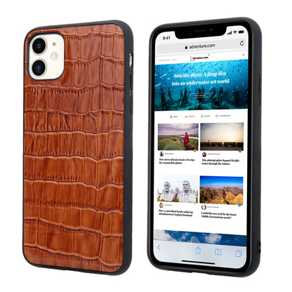 Soft TPU Crocodile Genuine Leather iPhone 11 Case