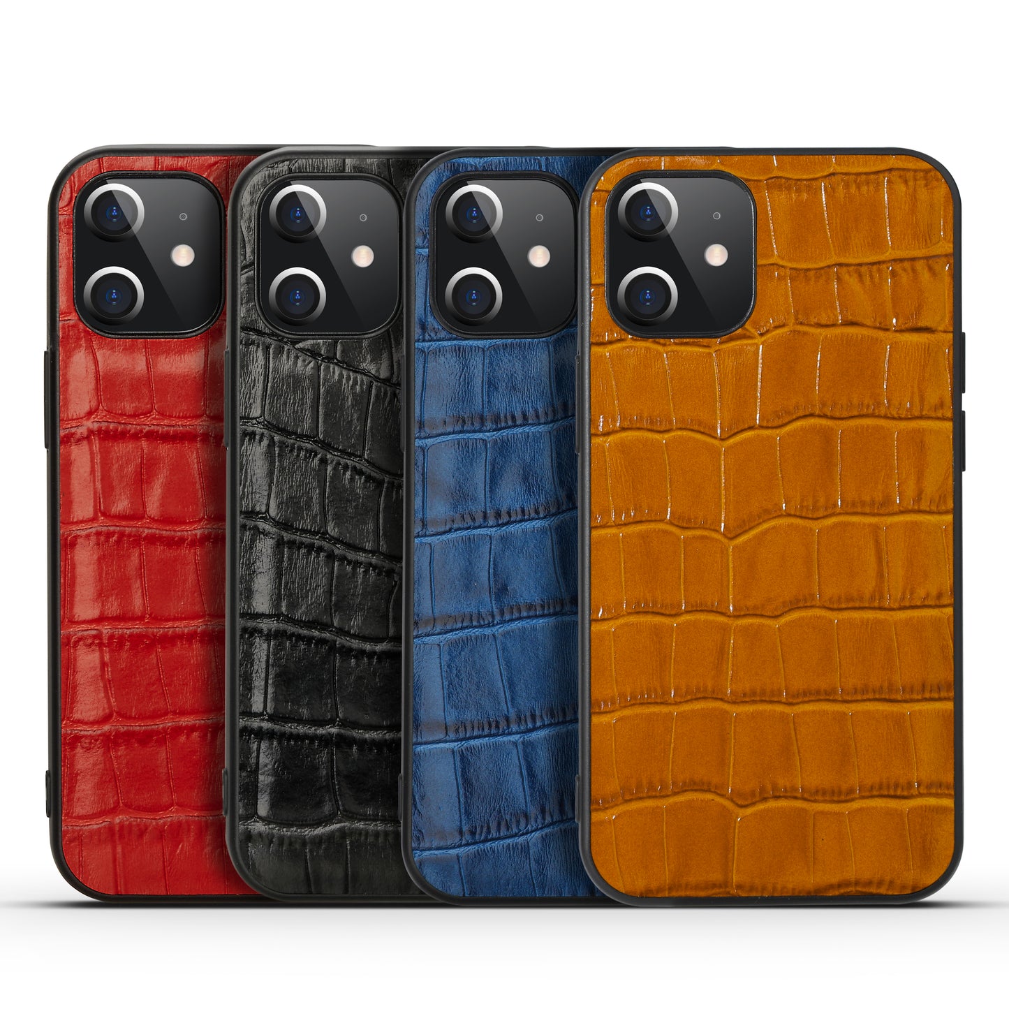 Soft TPU Crocodile Genuine Leather iPhone 12 Case