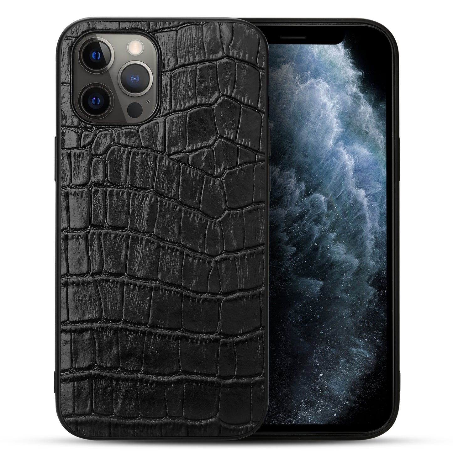 Soft TPU Crocodile Genuine Leather iPhone 12 Pro Max Case