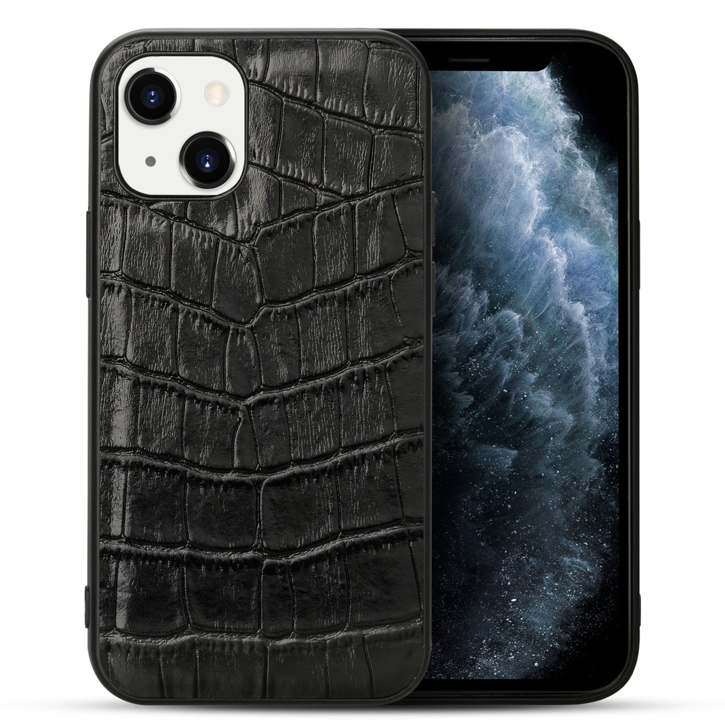 Soft TPU Crocodile Genuine Leather iPhone 13 Case