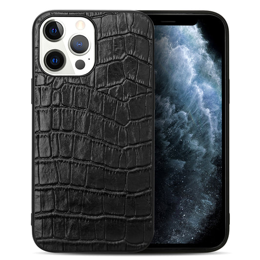 Soft TPU Crocodile Genuine Leather iPhone 13 Pro Case