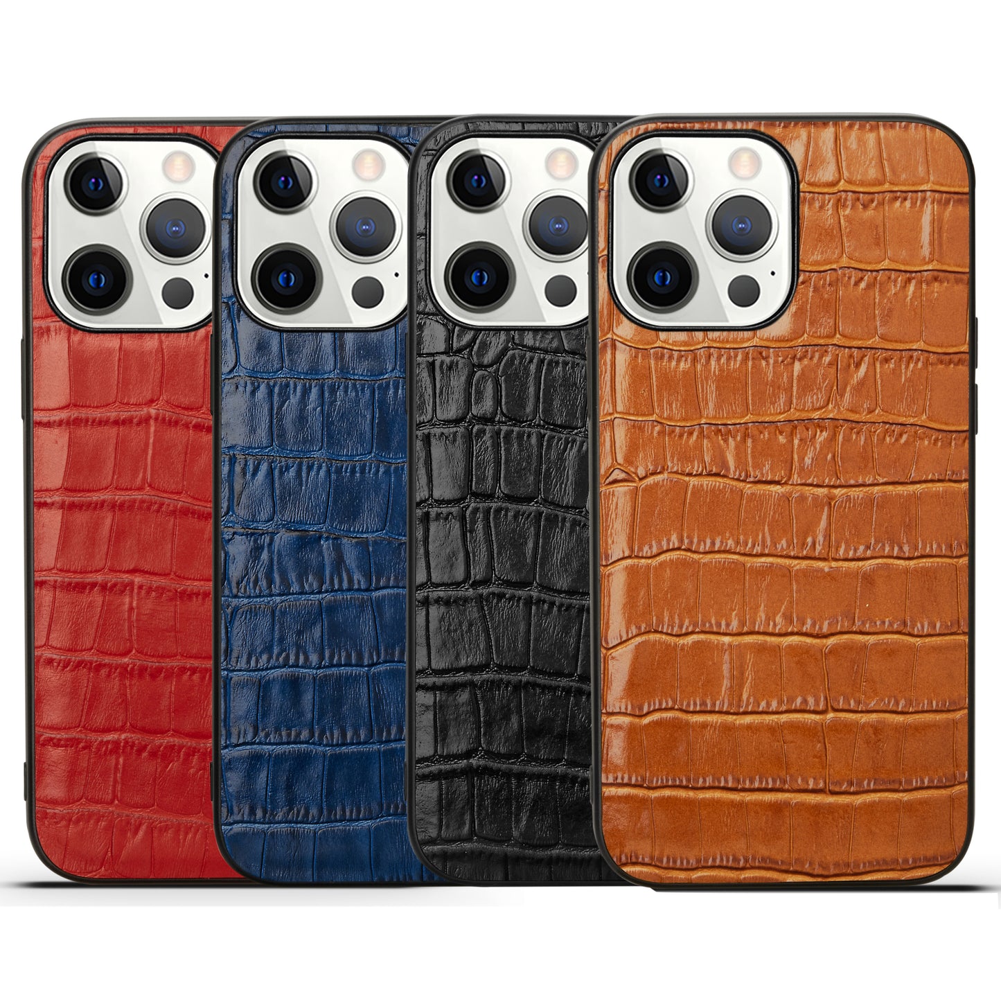 Soft TPU Crocodile Genuine Leather iPhone 13 Pro Case