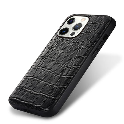 Soft TPU Crocodile Genuine Leather iPhone 13 Pro Case