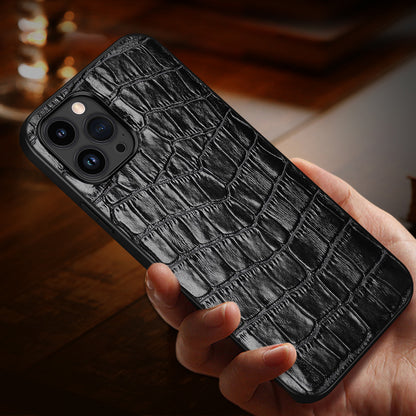 Soft TPU Crocodile Genuine Leather iPhone 16 Pro Case