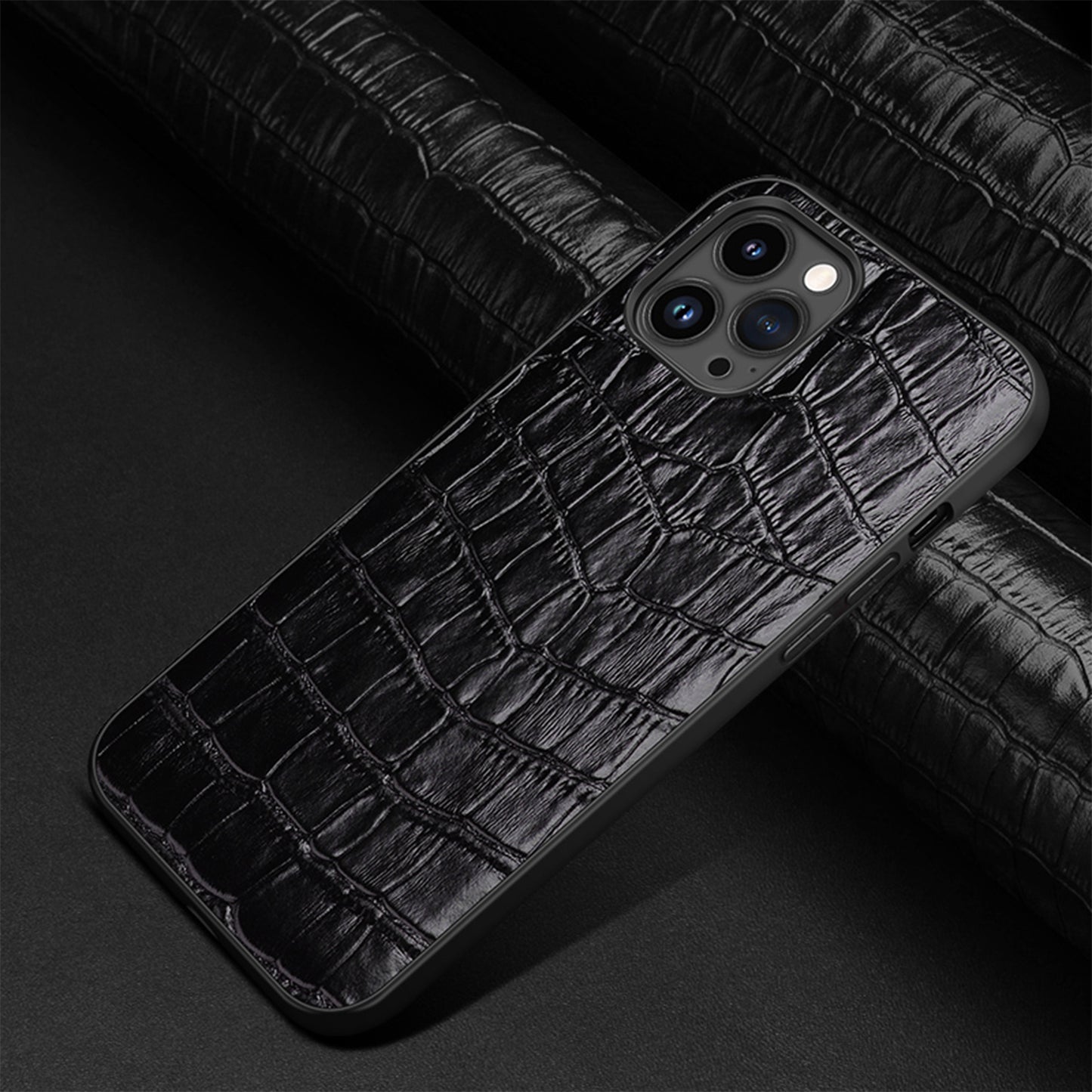 Soft TPU Crocodile Genuine Leather iPhone 16 Pro Case