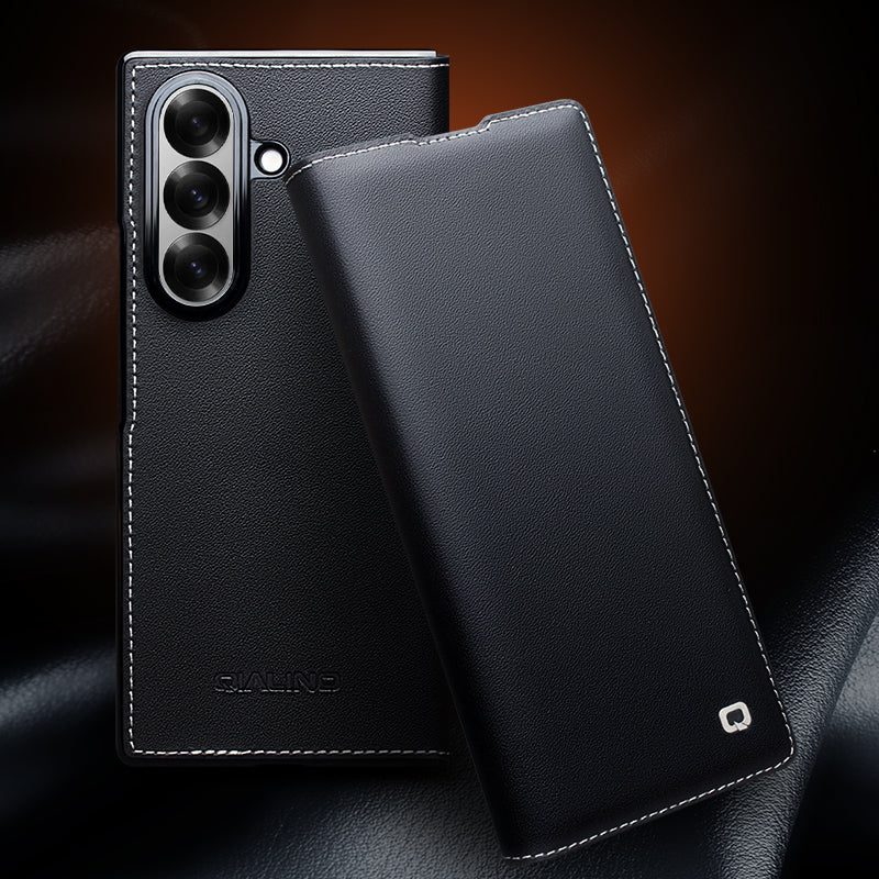 QIALION Deluxe Matte Cowhide Leather Galaxy Z Fold7 Phone Case