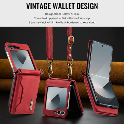 Retro Detachable Fold Card Holder Galaxy Z Flip6 Case Magnetic Clip