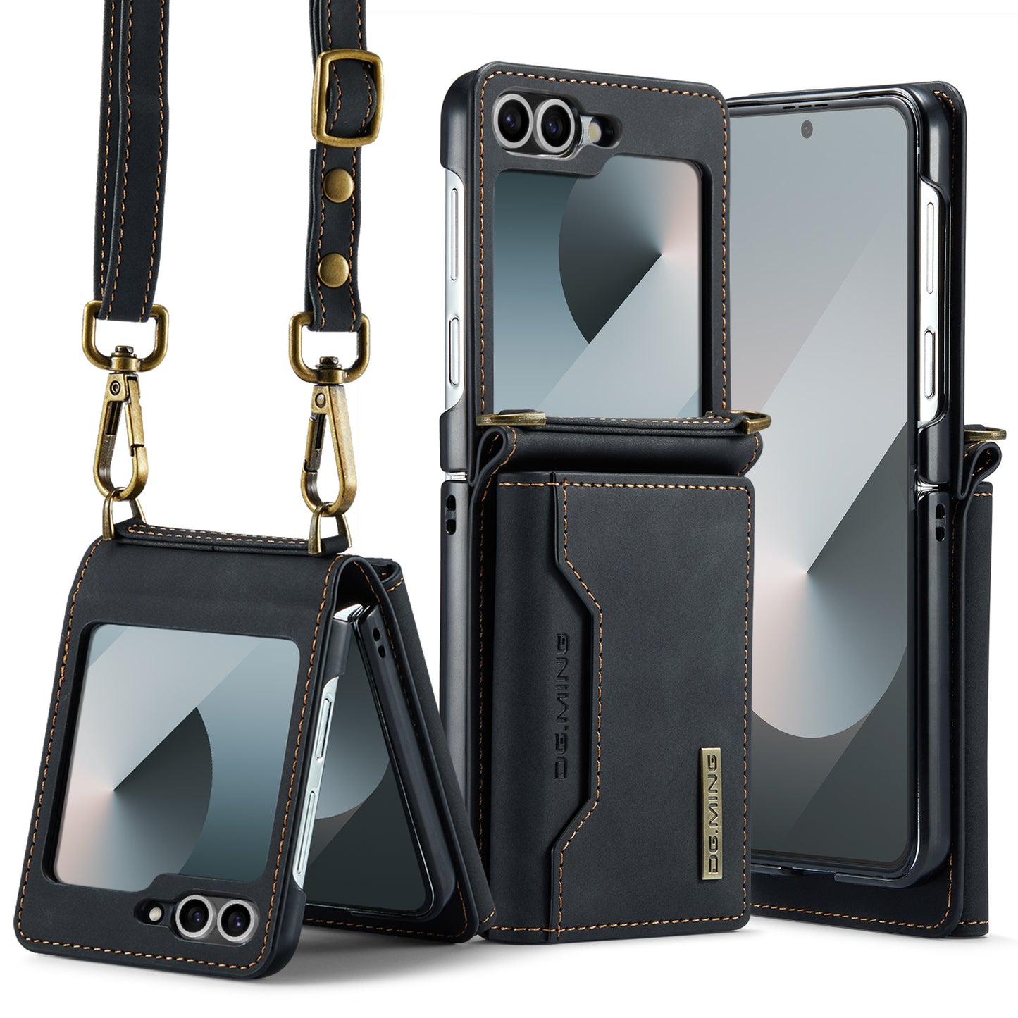 Retro Detachable Fold Card Holder Galaxy Z Flip6 Case Magnetic Clip