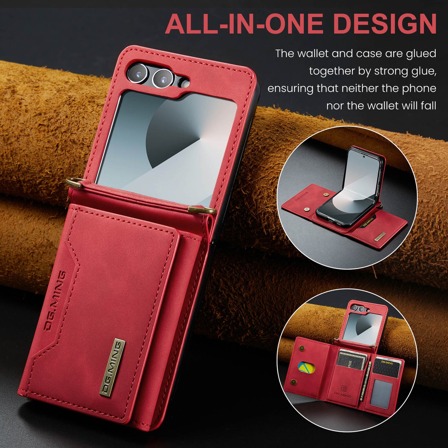 Retro Detachable Fold Card Holder Galaxy Z Flip6 Case Magnetic Clip