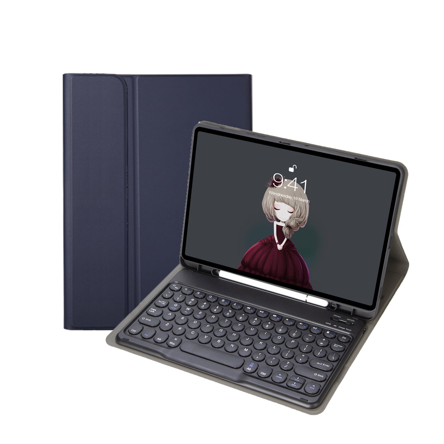 Voltage Classical Slim Keyboard Samsung Galaxy Tab S9 FE Case TPU Stand