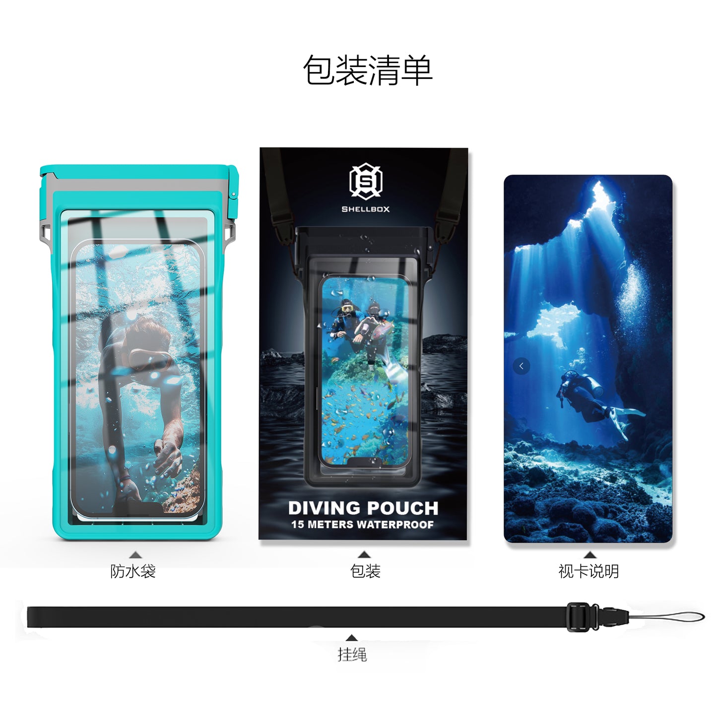 Diving Pouch 15M Waterproof Galaxy S23 FE Bag with Lanyard