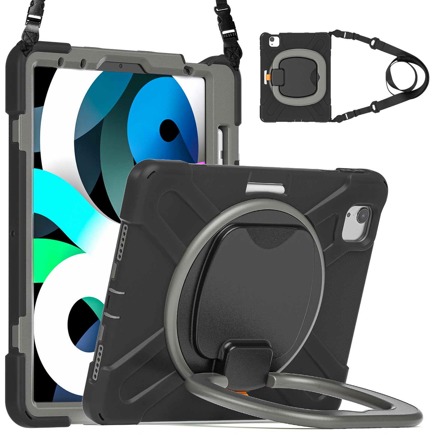 Pirate Box iPad Air 4 Case Hook Stand Rotating Hand Shoulder Strap