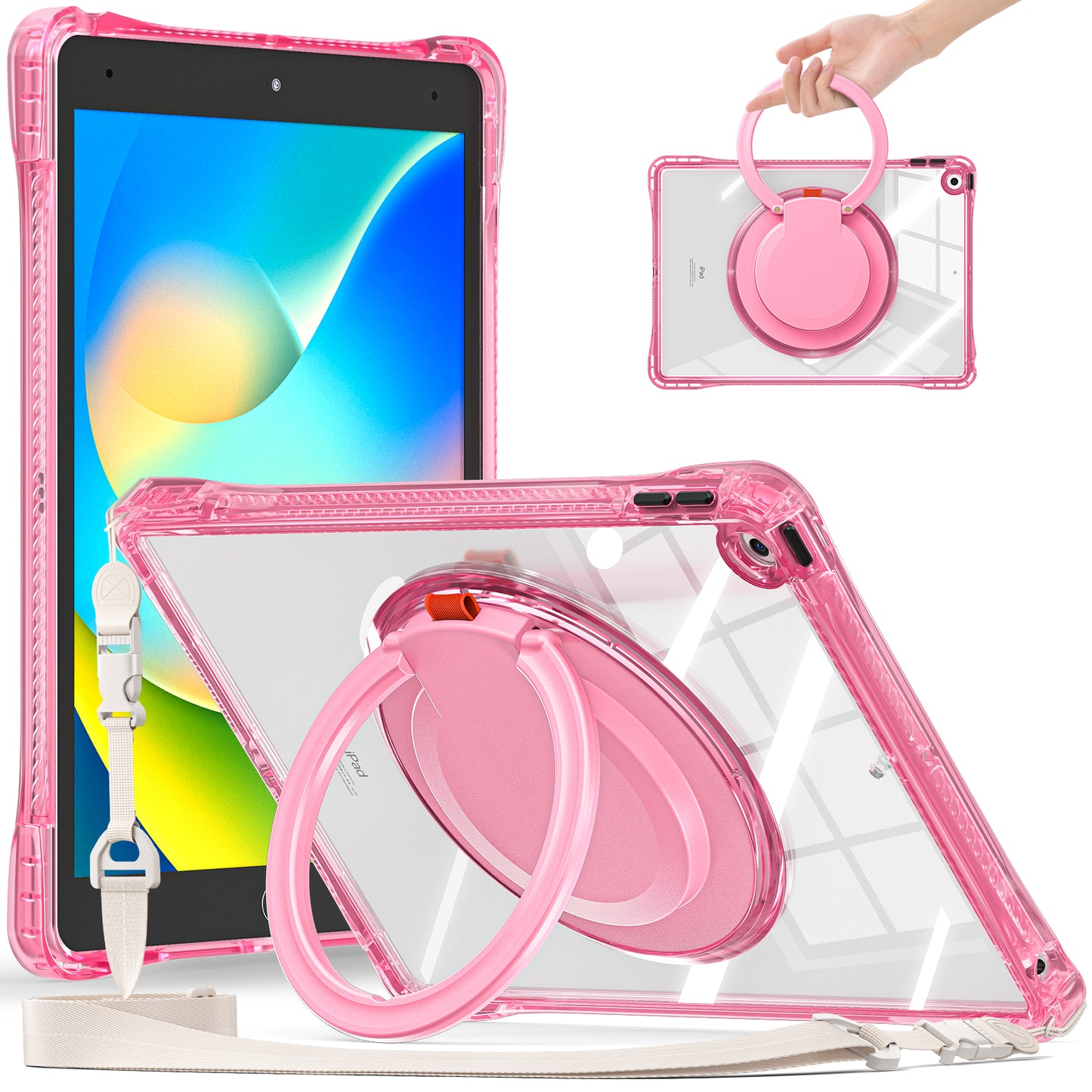 Defense Hook Stand iPad 9 Case Transparent Rotating