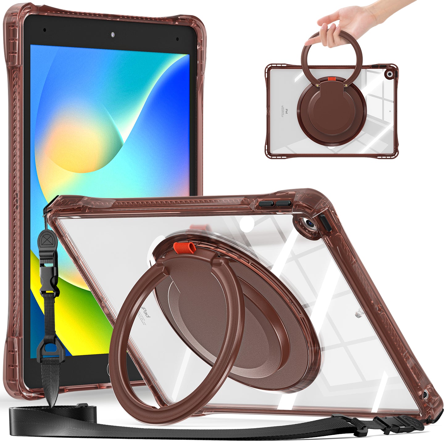 Defense Hook Stand iPad 9 Case Transparent Rotating