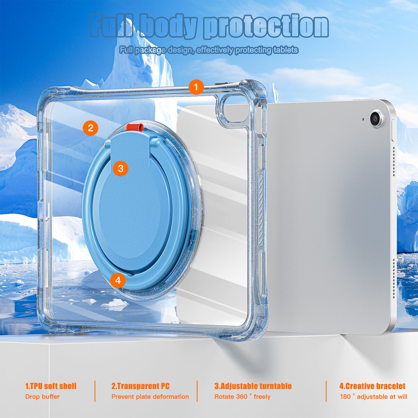 Defense Hook Stand iPad 10 Case Transparent Rotating