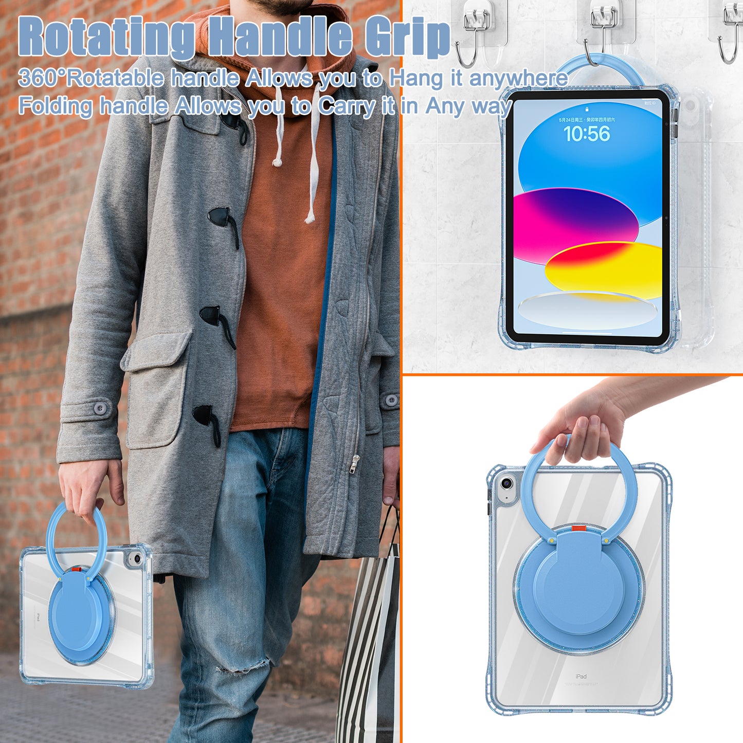 Defense Hook Stand iPad 10 Case Transparent Rotating