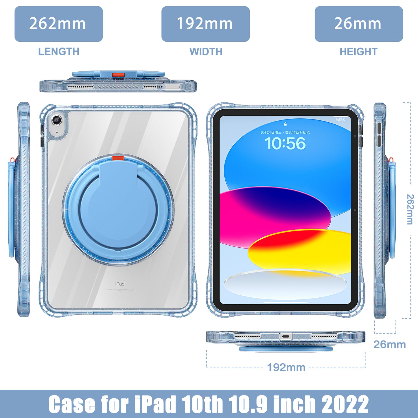 Defense Hook Stand iPad 10 Case Transparent Rotating