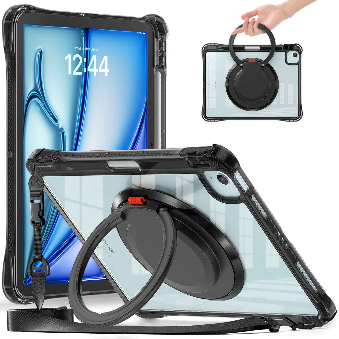 Defense Hook Stand iPad Air 5 Case Transparent Rotating