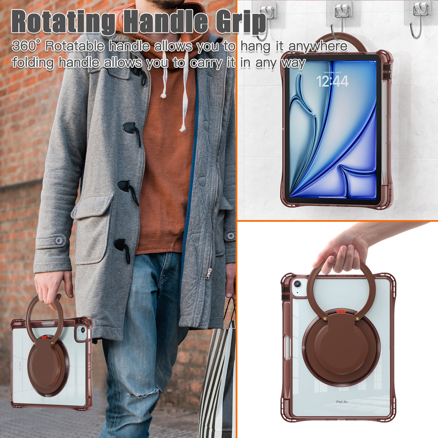 Defense Hook Stand iPad Air 5 Case Transparent Rotating