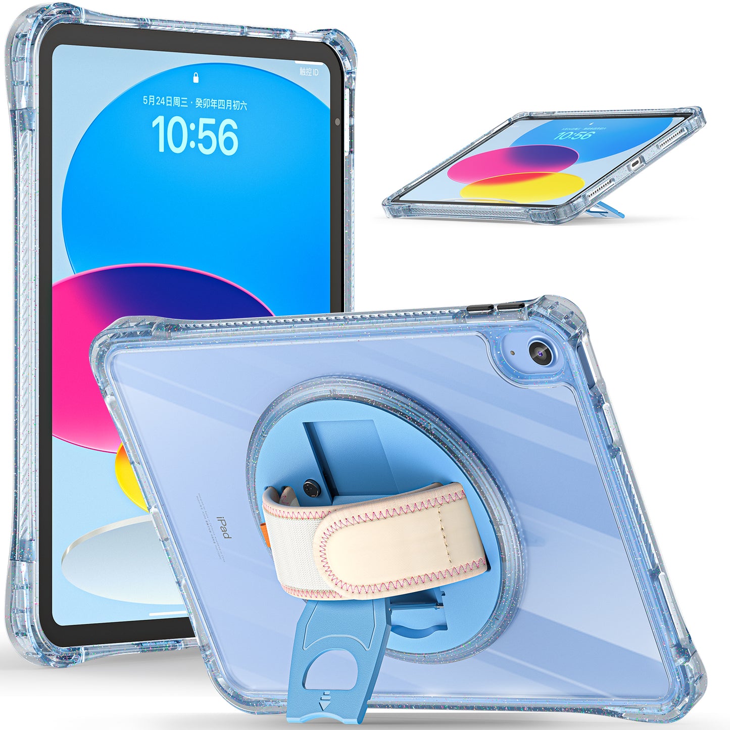 Defense Hand Strap iPad 10 Case Form-fitted Transparent