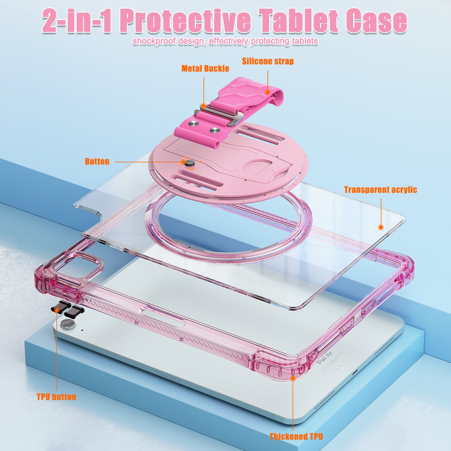 Defense Hand Strap iPad Air 4 Case Form-fitted Transparent