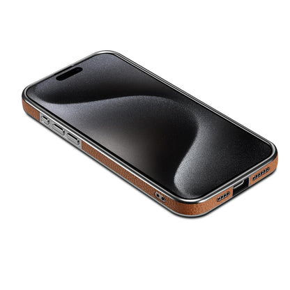 Lichi Leather Chrome Magnetic Apple iPhone 15 Pro Max Case Magsafe