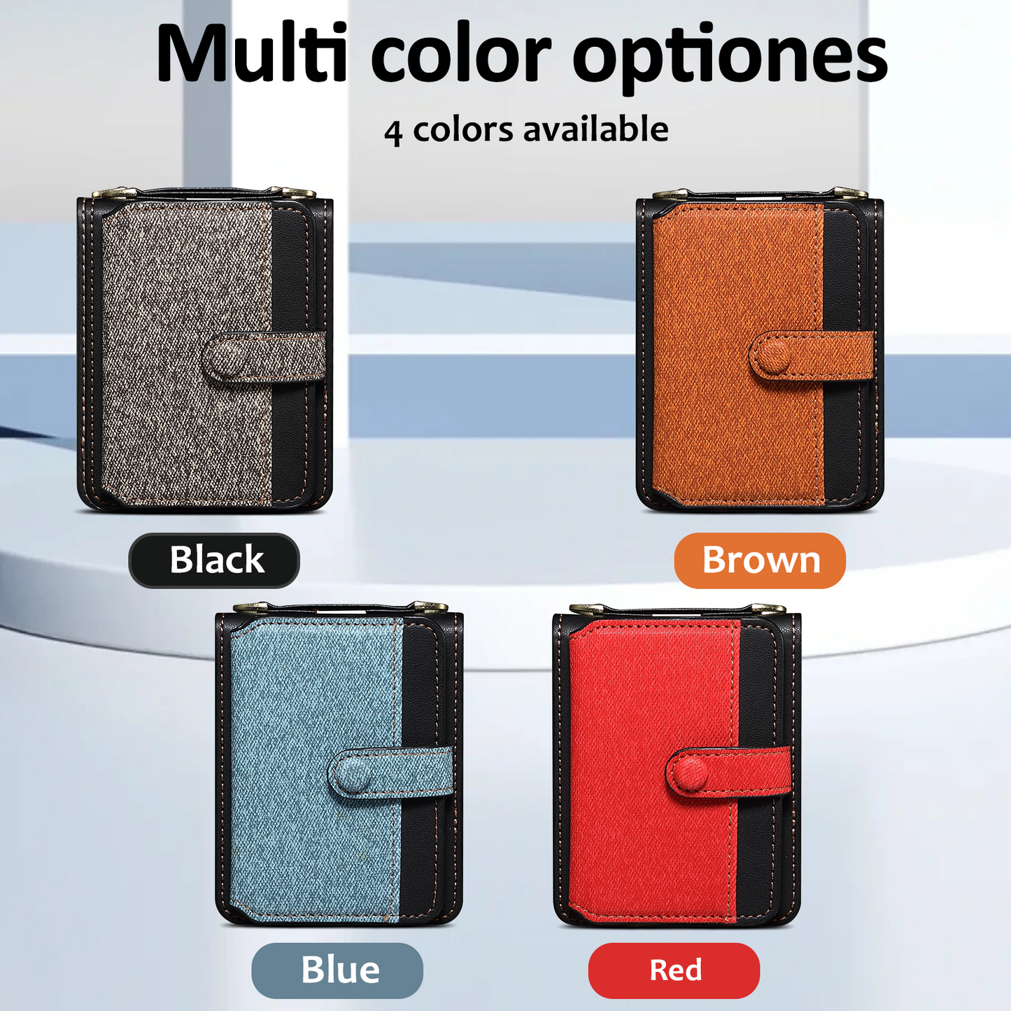 Assorted Colors Leather Samsung Galaxy Z Flip4 Case Card Holder