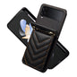 Grid Leather Card Holder Samsung Galaxy Z Flip3 Case with Should Strap