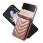 Grid Leather Card Holder Samsung Galaxy Z Flip4 Case with Should Strap