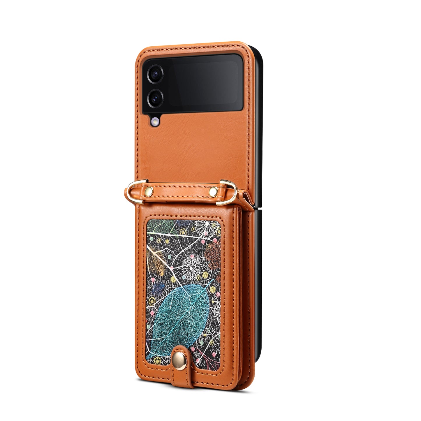 Interstellar Expanse Galaxy Z Flip4 Case Flip with Shoulder Strap