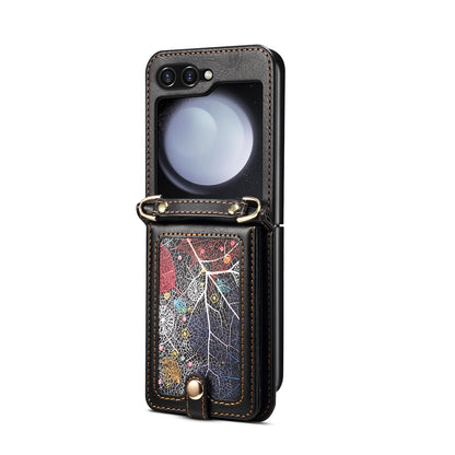 Interstellar Expanse Galaxy Z Flip5 Case Flip with Shoulder Strap