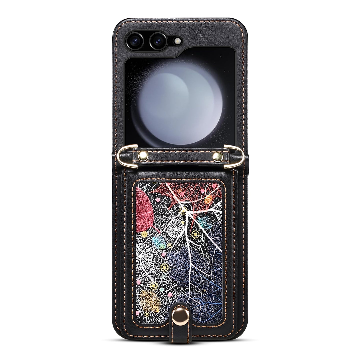 Interstellar Expanse Galaxy Z Flip5 Case Flip with Shoulder Strap