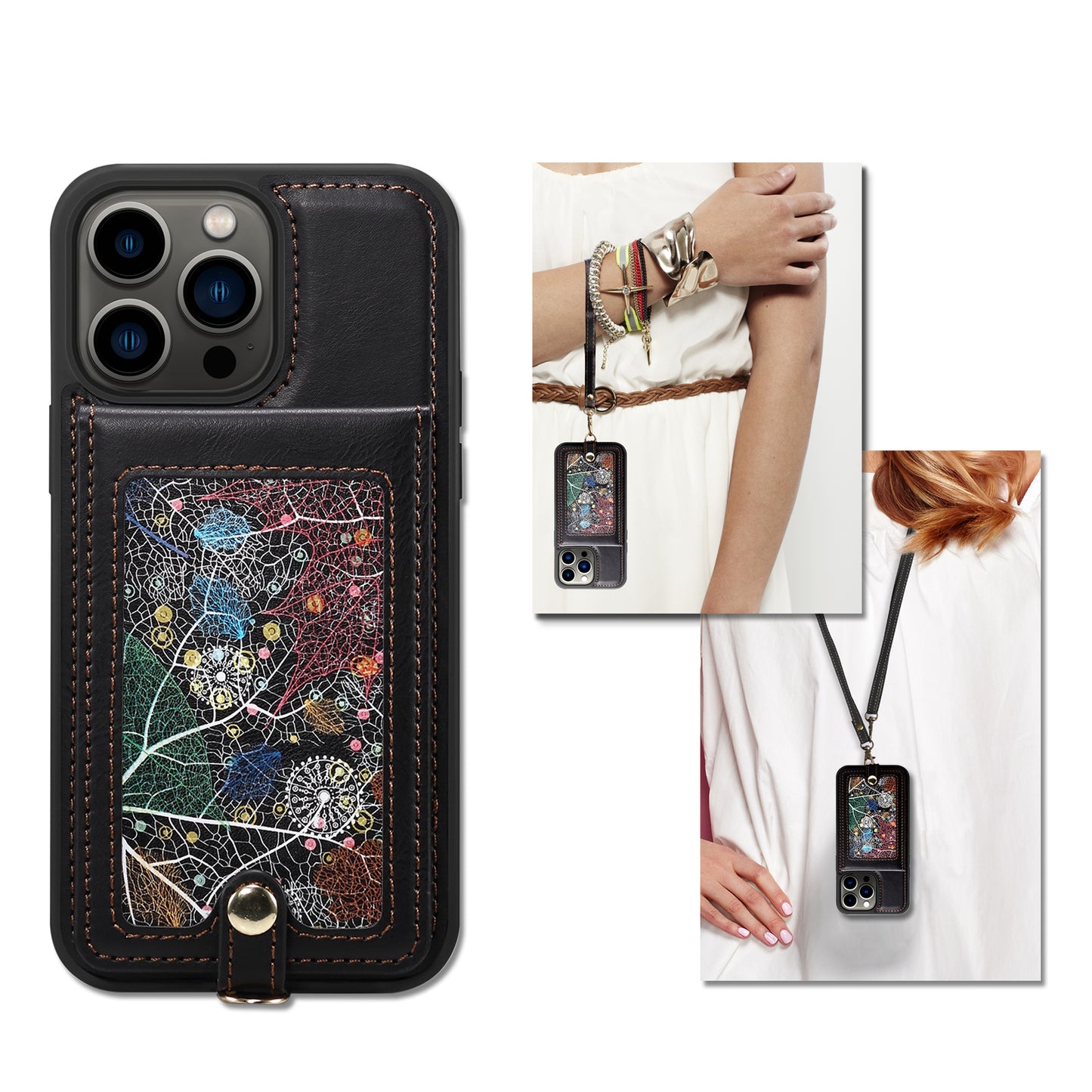 Interstellar Expanse Apple iPhone 15 Case Flip with Shoulder Strap