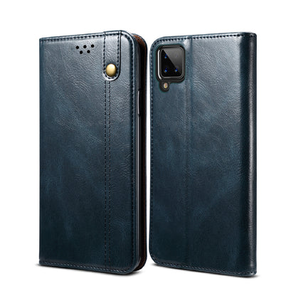 Oil Wax Leather Wallet Stand Samsung Galaxy A12 Case Magnetic Slim