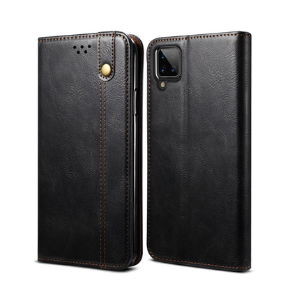 Oil Wax Leather Wallet Stand Samsung Galaxy A12 Case Magnetic Slim