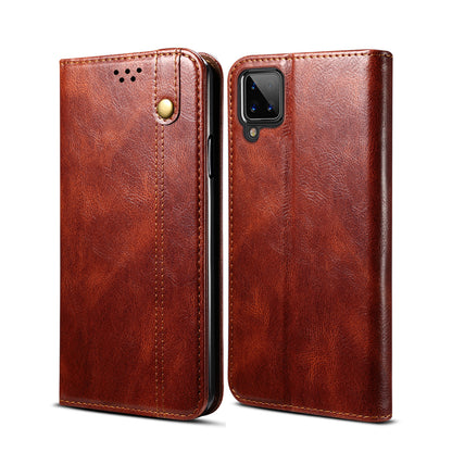 Oil Wax Leather Wallet Stand Samsung Galaxy A12 Case Magnetic Slim