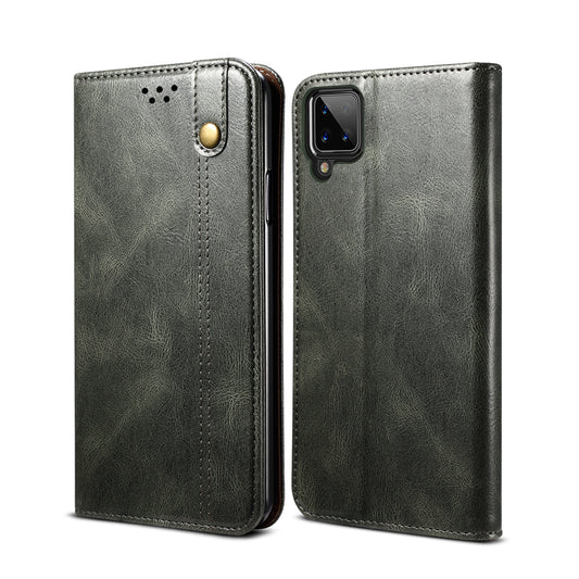 Oil Wax Leather Wallet Stand Samsung Galaxy A12 Case Magnetic Slim