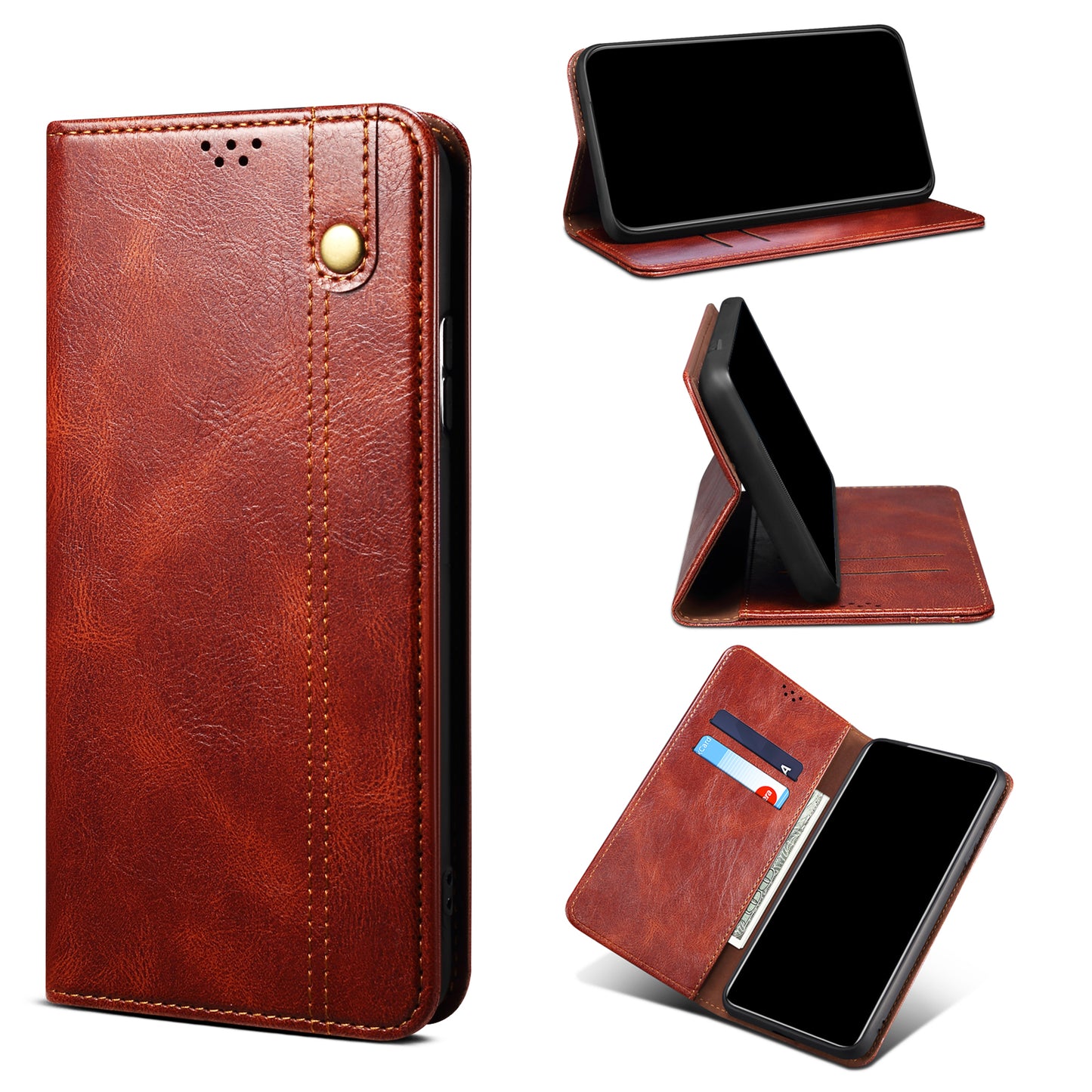 Oil Wax Leather Wallet Stand Samsung Galaxy A50s Case Magnetic Slim