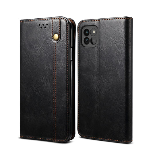 Oil Wax Leather Wallet Stand Samsung Galaxy A22s Case Magnetic Slim