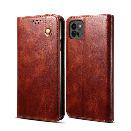 Oil Wax Leather Wallet Stand Samsung Galaxy A22 Case Magnetic Slim