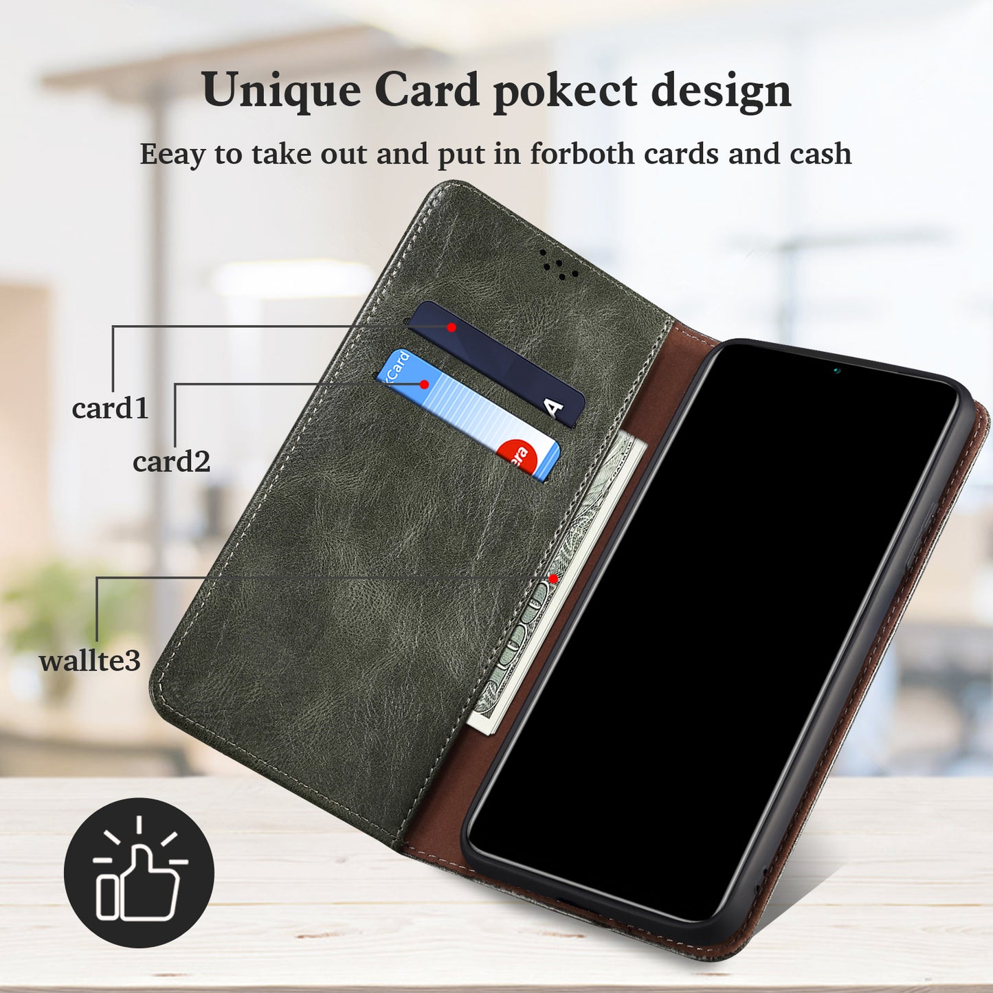 Oil Wax Leather Wallet Stand iPhone 12 Pro Max Case Magnetic Slim