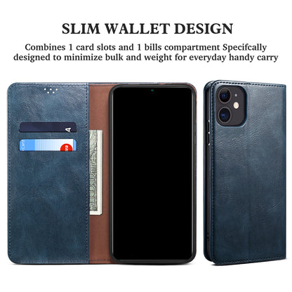 Oil Wax Leather Wallet Stand Apple iPhone 14 Case Magnetic Slim