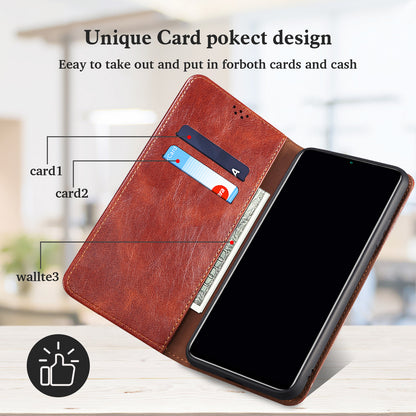 Oil Wax Leather Wallet Stand Apple iPhone 15 Case Magnetic Slim