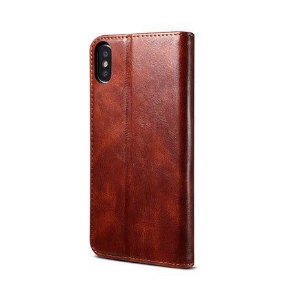 Oil Wax Leather Wallet Stand Apple iPhone Xs  Case Magnetic Slim