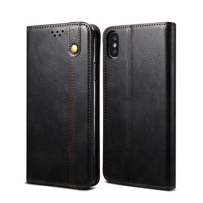 Oil Wax Leather Wallet Stand Apple iPhone Xs  Case Magnetic Slim